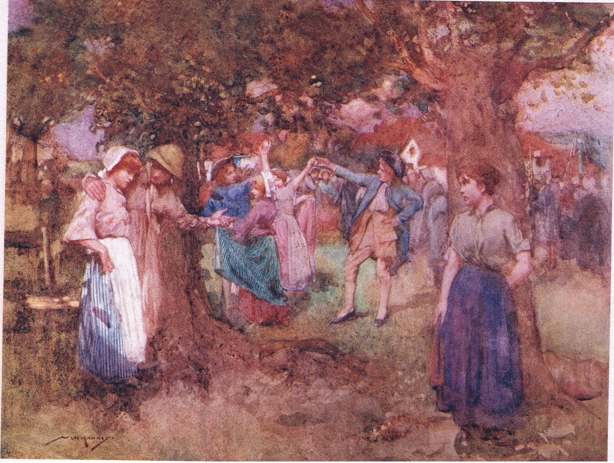 Tańcząca para, która po prostu szukała rozgłosu, trzymając się nawzajem, by się zmęczyć (litografia kolorowa) autorstwa William Lee Hankey