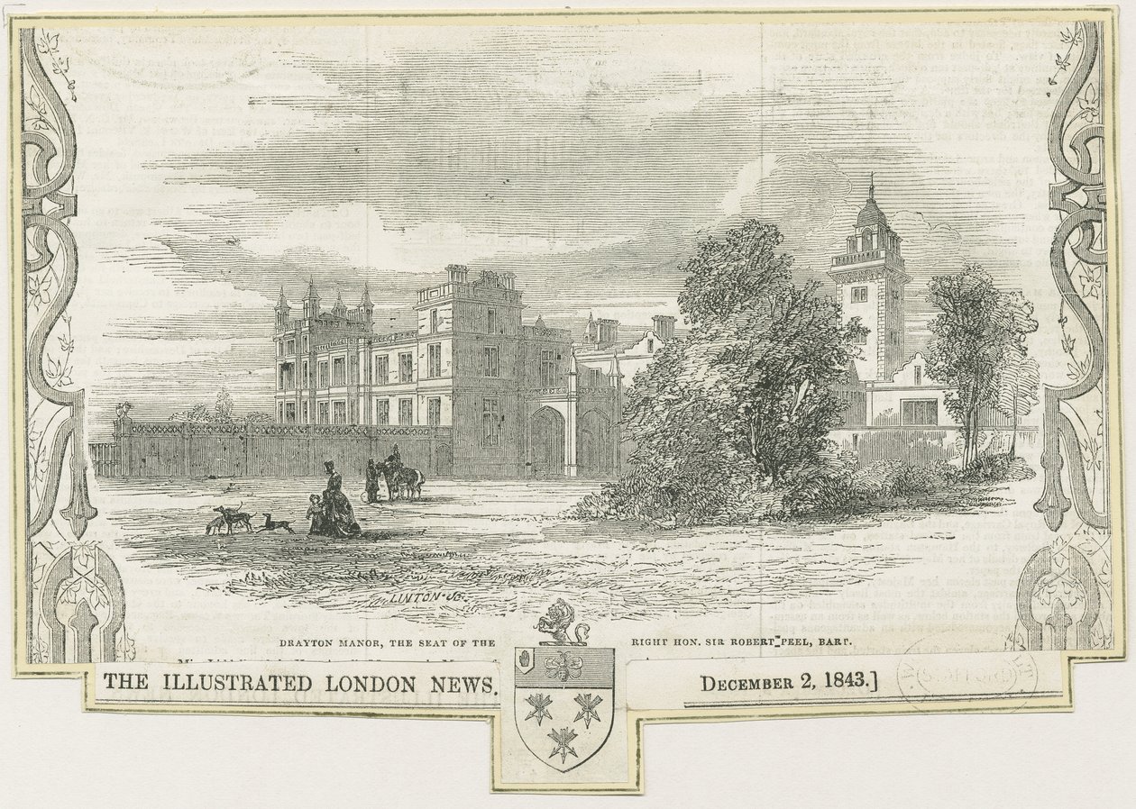 Drayton Bassett - „Drayton Manor” : drzeworyt grawerowany i [ok. 1843] autorstwa William Linton