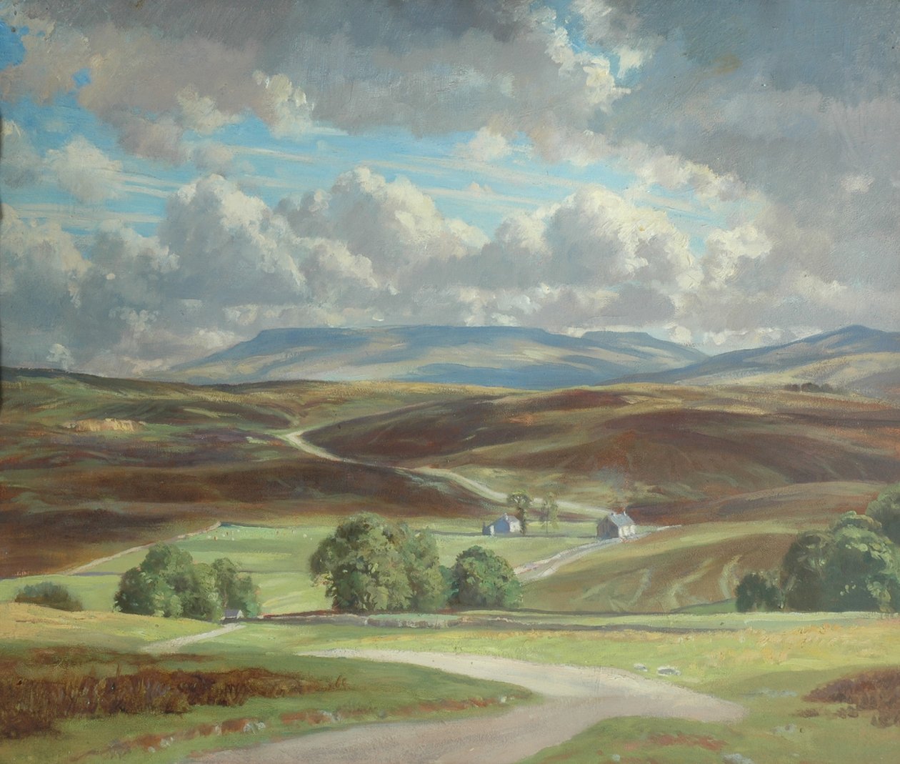 Newbiggin Moor and Wild Boar Fell (olej na płótnie) autorstwa William Lionel Waddington