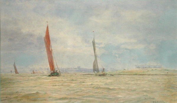 Hoo Fort, rzeka Medway (akwarela na papierze) autorstwa William Lionel Wyllie