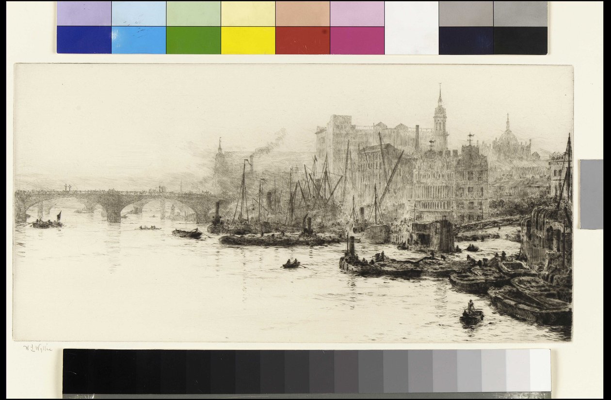 London Bridge, Cannon Street i Billingsgate autorstwa William Lionel Wyllie