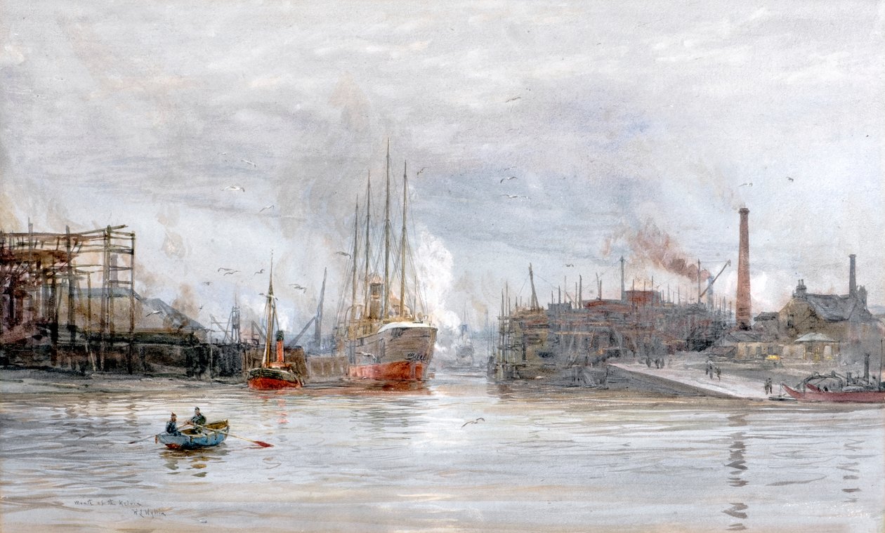 Ujście rzeki Kelvin (akwarela) autorstwa William Lionel Wyllie
