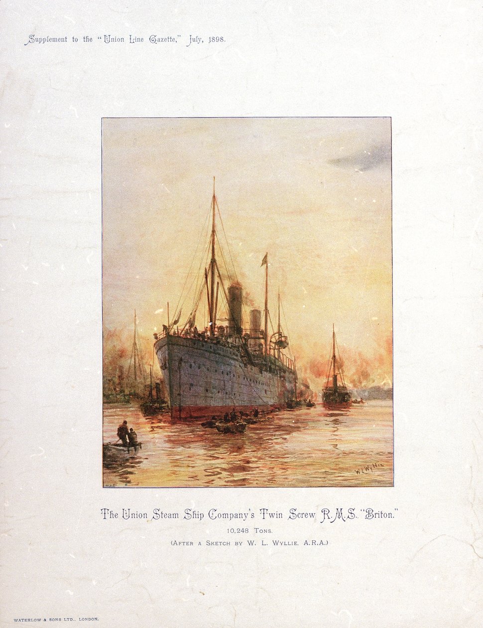RMS "Briton", koniec XIX lub początek XX wieku (chromolitografia) autorstwa William Lionel Wyllie