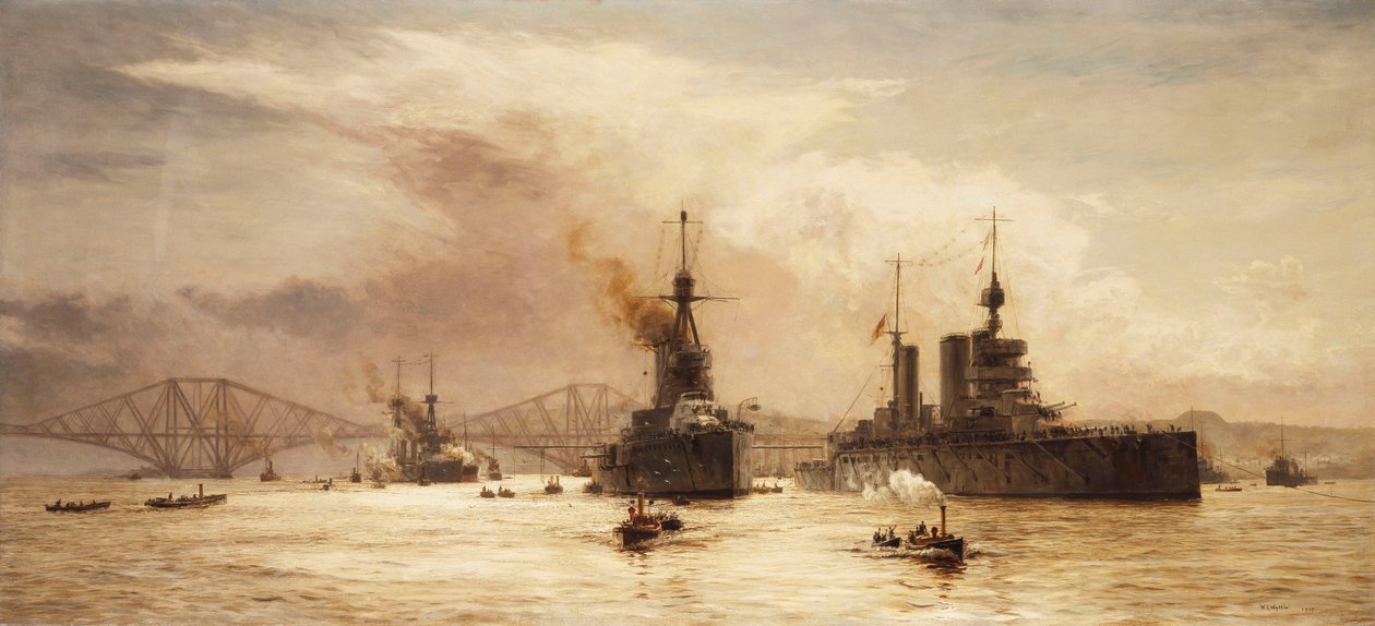 Pierwsza eskadra bojowa opuszcza Forth w bitwie jutlandzkiej, 1917 autorstwa William Lionel Wyllie