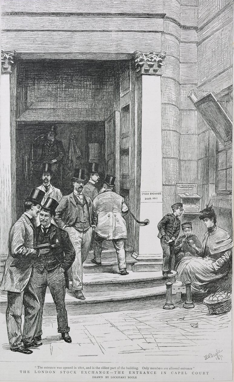 Wejście na giełdę w Capel Court, 1891 autorstwa William Lockhart Bogle