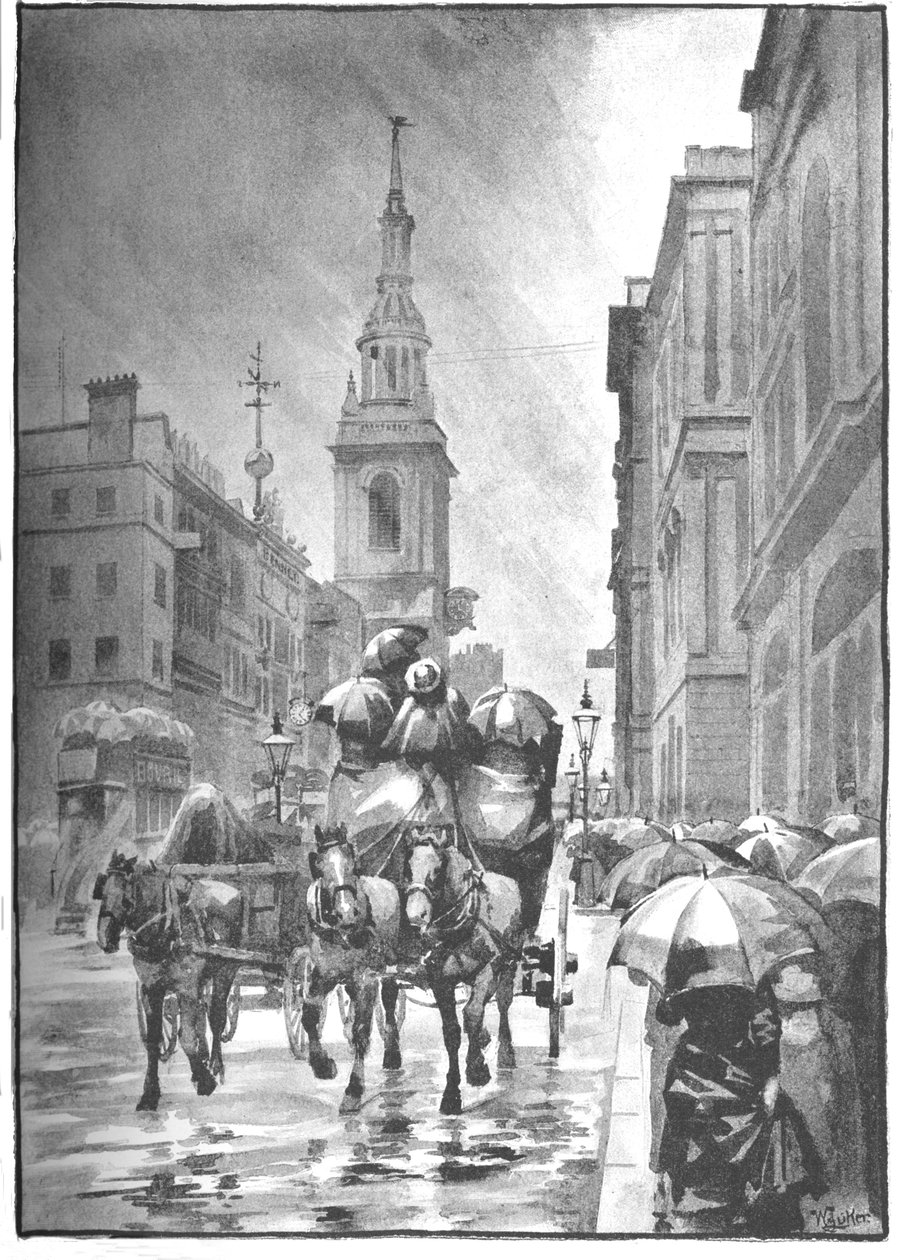 Cheapside - Deszczowy dzień, 1891 autorstwa William Luker