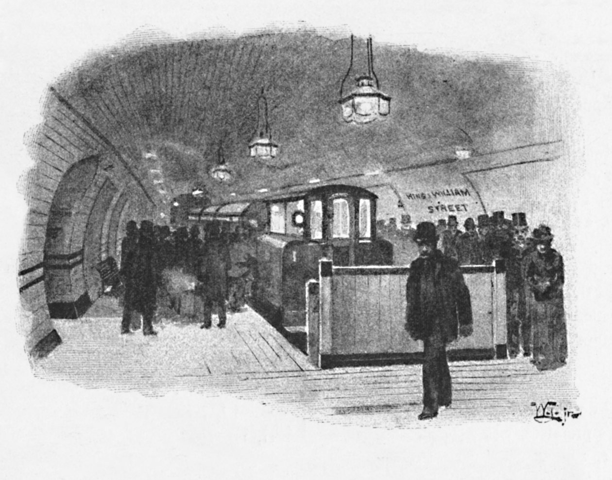 Elektryczny dworzec kolejowy City and South London, King William Street, 1891 autorstwa William Luker
