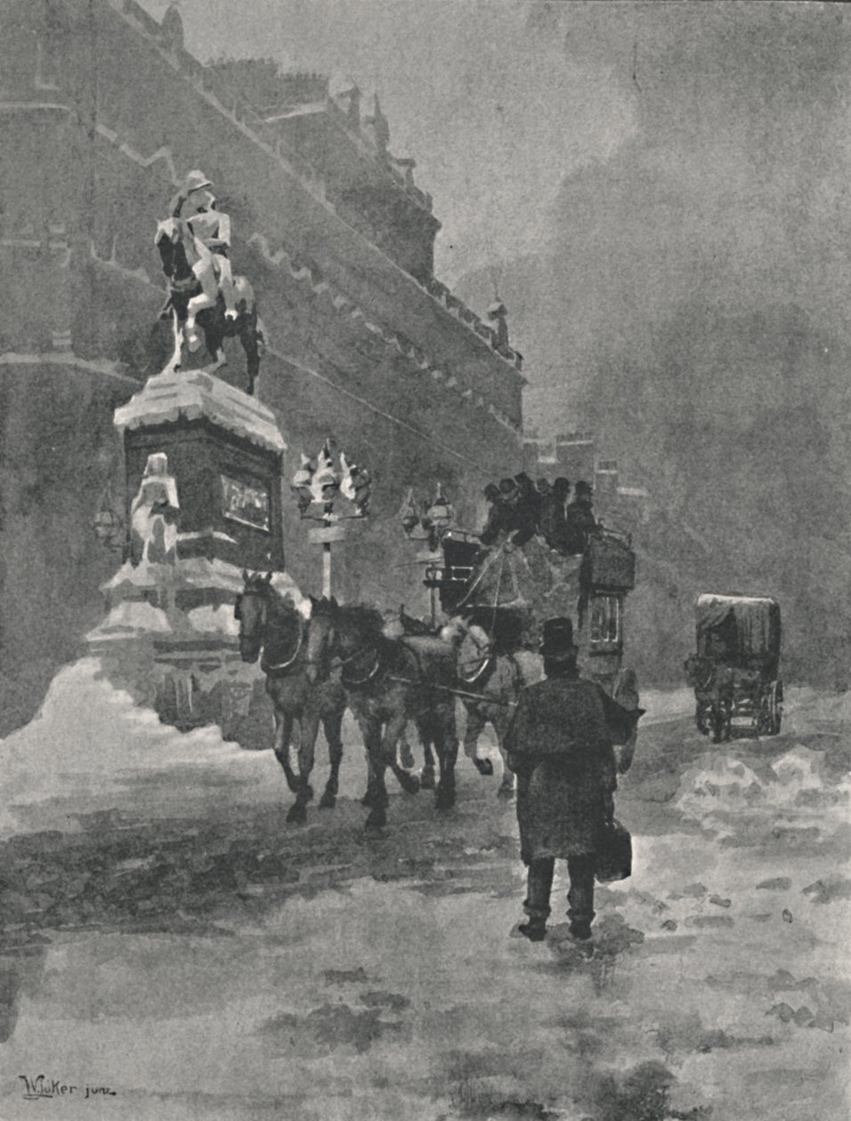 Cyrk Holborn - Zimowy poranek, 1891 autorstwa William Luker