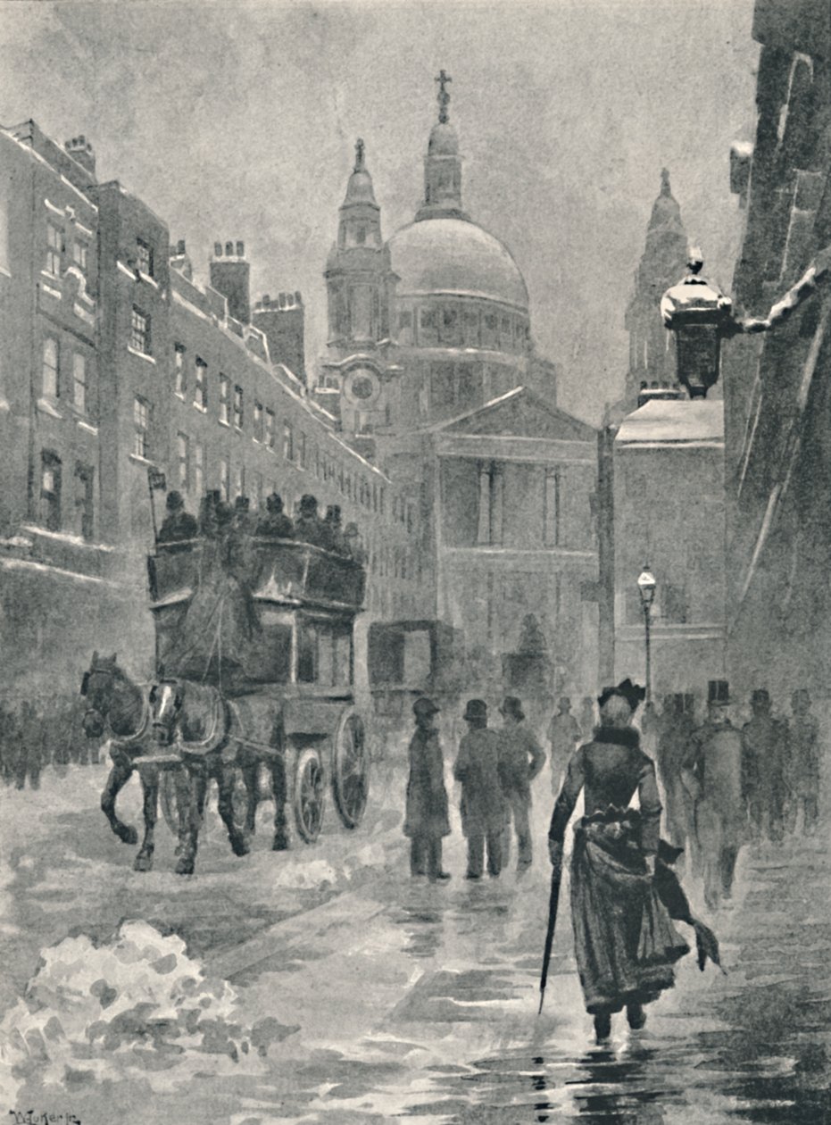 Wzgórze Ludgate w zimowy poranek, 1891 autorstwa William Luker