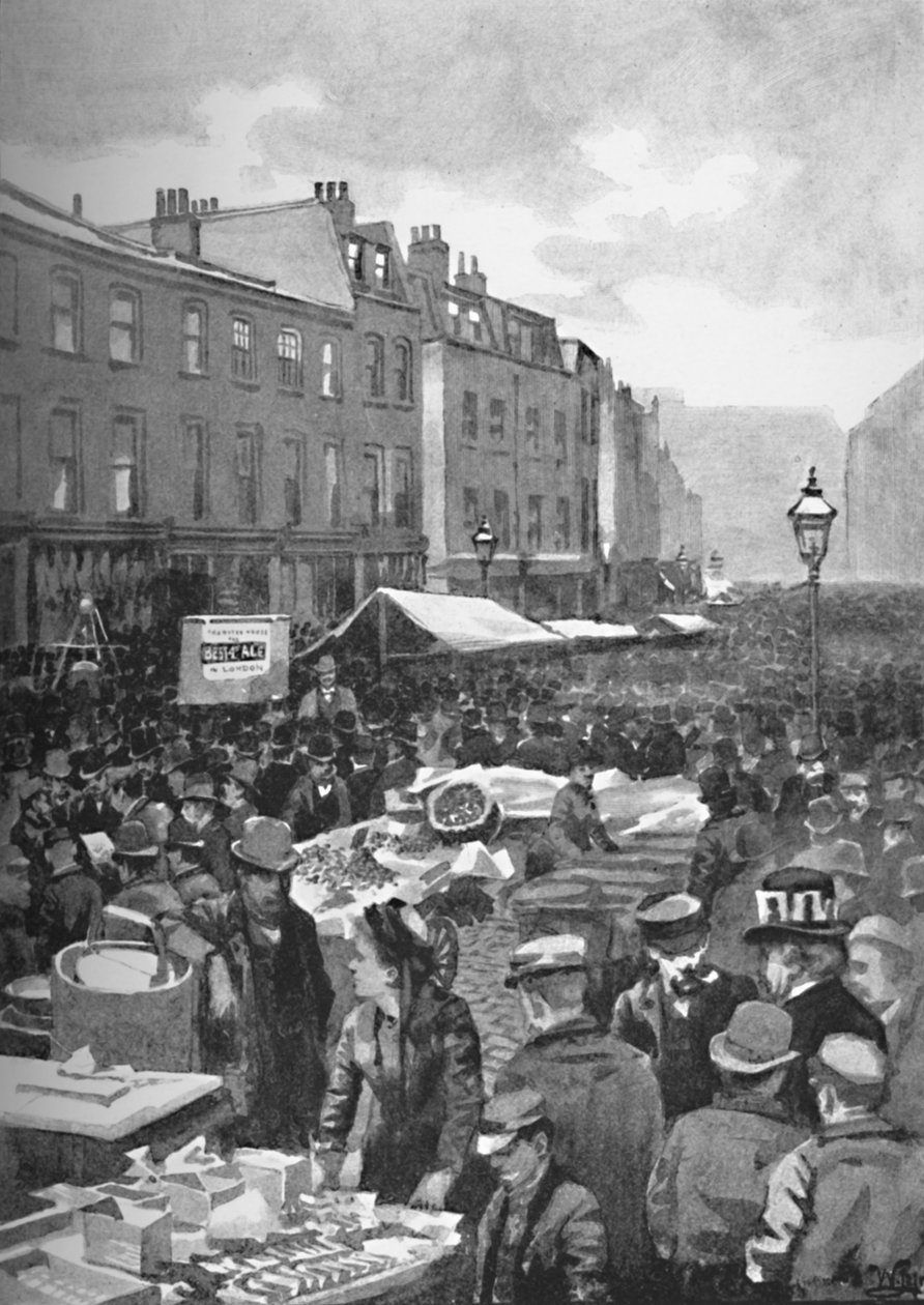 Middlesex Street Late Petticoat Lane w niedzielny poranek, 1891 autorstwa William Luker