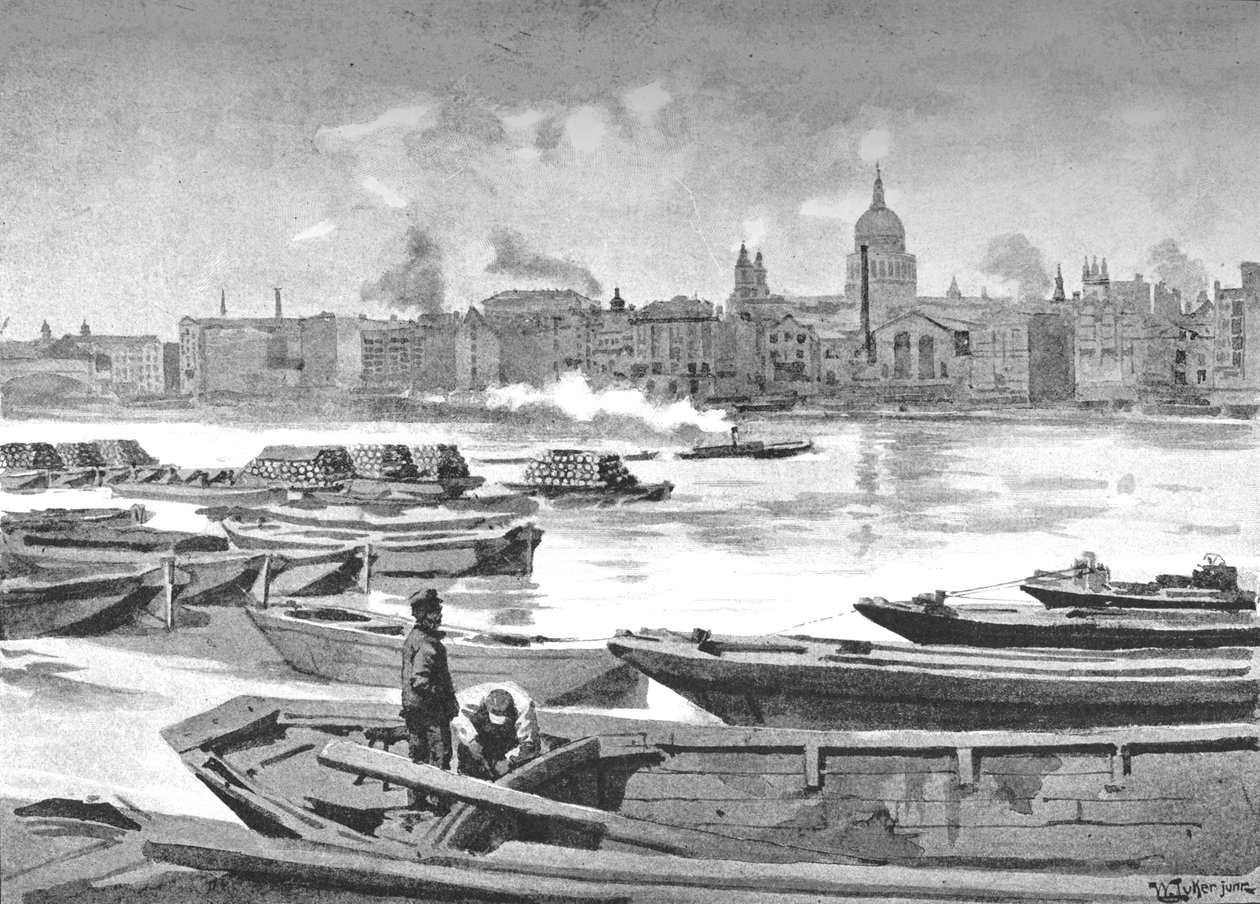 Katedra św. Pawła z południowego brzegu rzeki, 1891 autorstwa William Luker