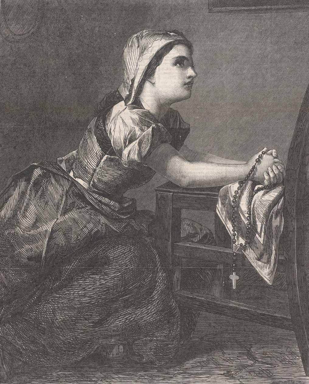 La Prière The Prayer, z Illustrated London News, 2 marca 1867. autorstwa William Luson Thomas