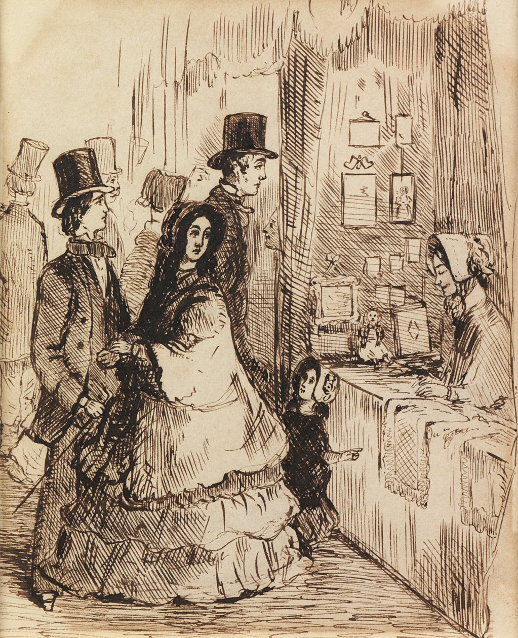 Cnota nagrodzona: stoisko w Vanity Fair (pióro i atrament) autorstwa William Makepeace Thackeray