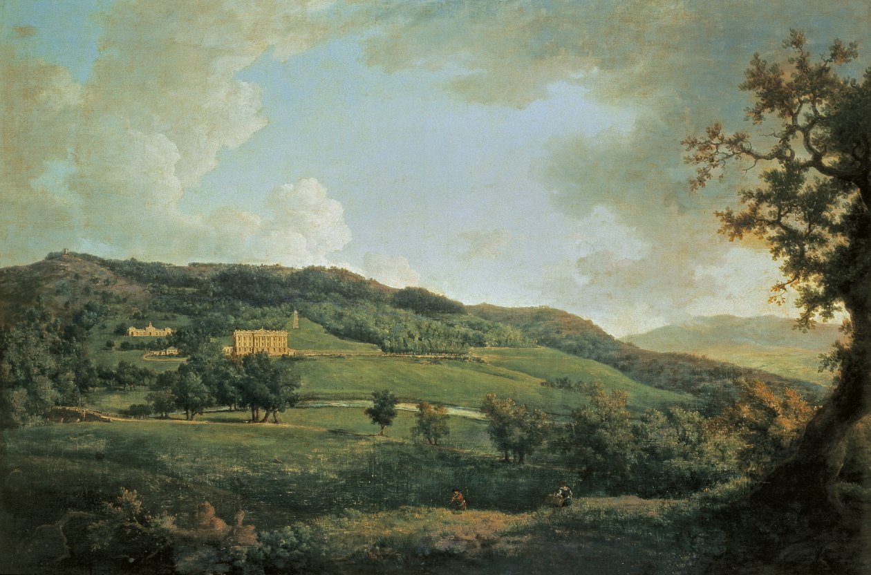 Widok na Chatsworth (olej na płótnie) autorstwa William Marlow