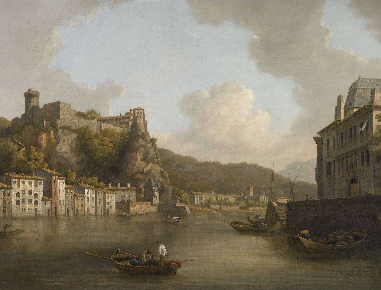 Francuski: Une vue du château de Pierre-Scize à Lyon Widok na zamek Pierre Encise nad Rodanem, Lyon autorstwa William Marlow
