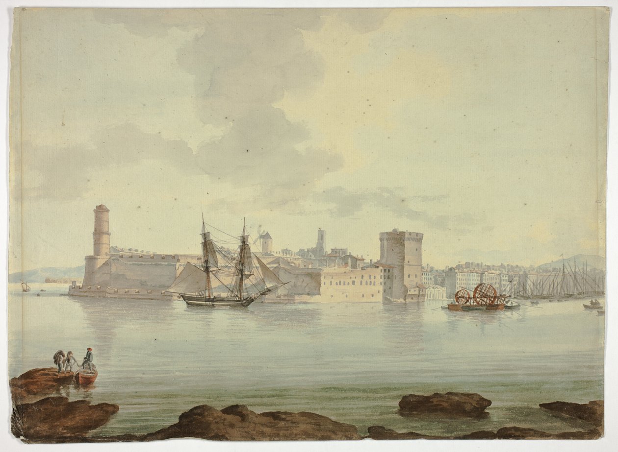 Port przed ufortyfikowanym miastem autorstwa William Marlow