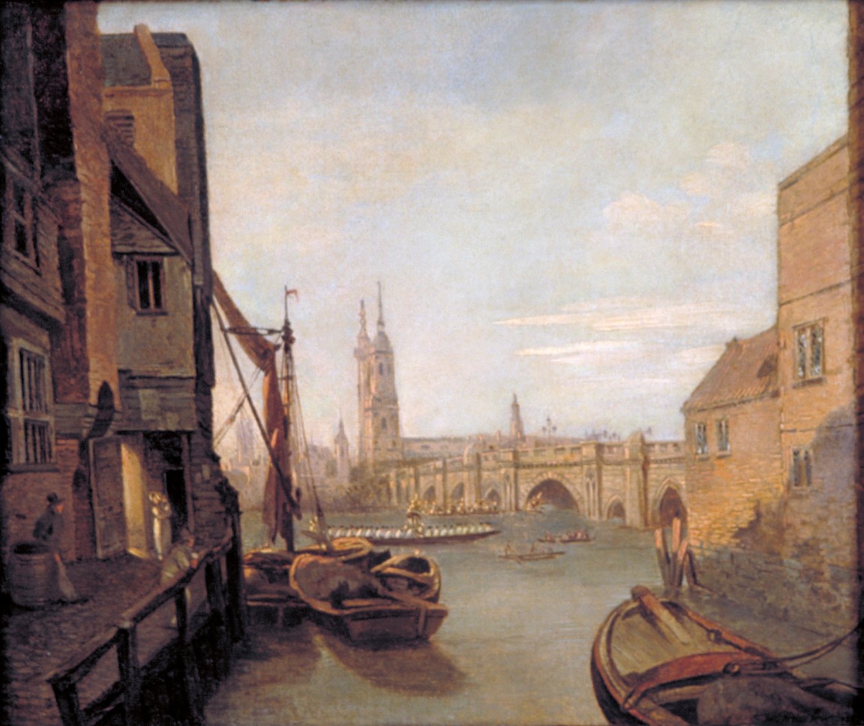 „London Bridge od Pepper Alley Stairs”, 1788. autorstwa William Marlow