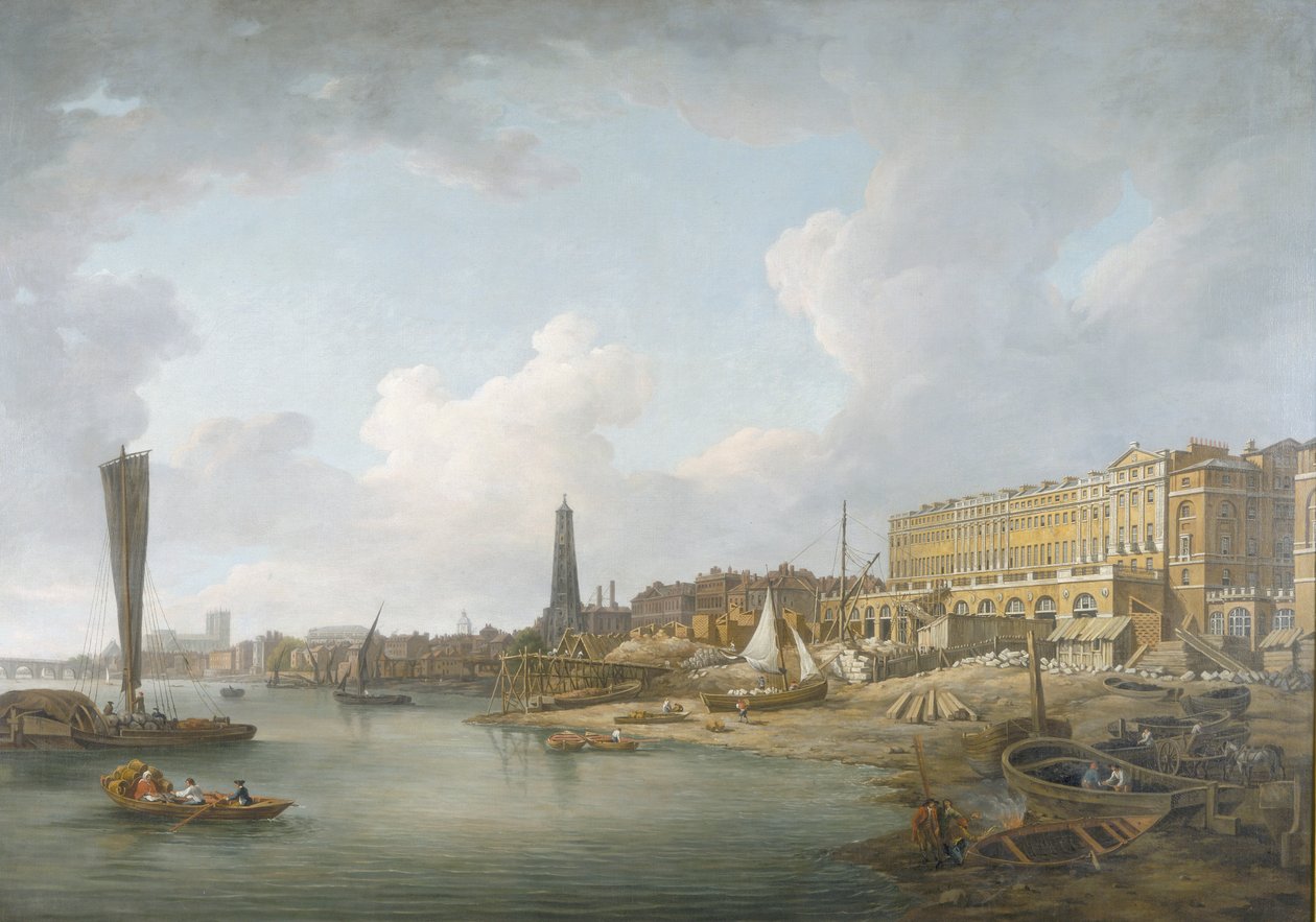 „London Riverfront między Westminster a Adelphi”, c1771 autorstwa William Marlow