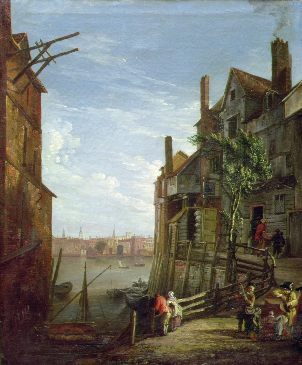 Widok na Tamizę w Southwark w kierunku miasta (olej na płótnie) autorstwa William Marlow