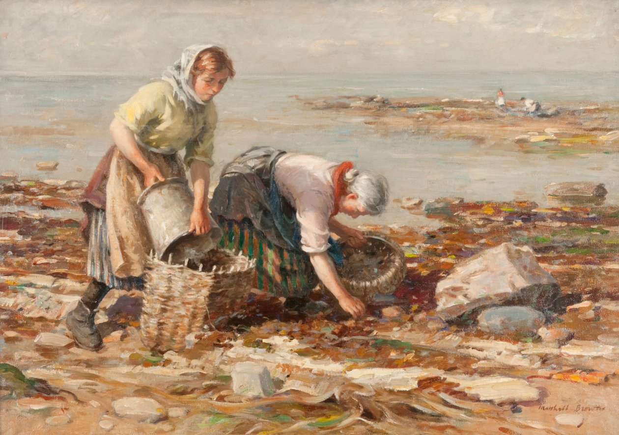 Zbieracze małży (olej na płótnie) autorstwa William Marshall Brown