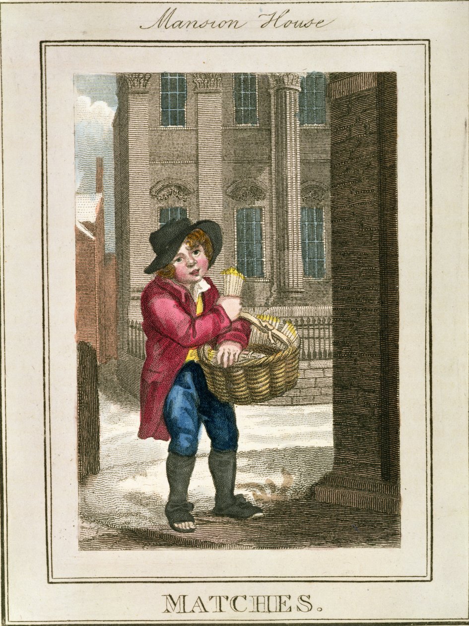 Matches, Mansion House, z „Cries of London”, wyd. Richarda Phillipsa (1778-1851) 1804 autorstwa William Marshall Craig