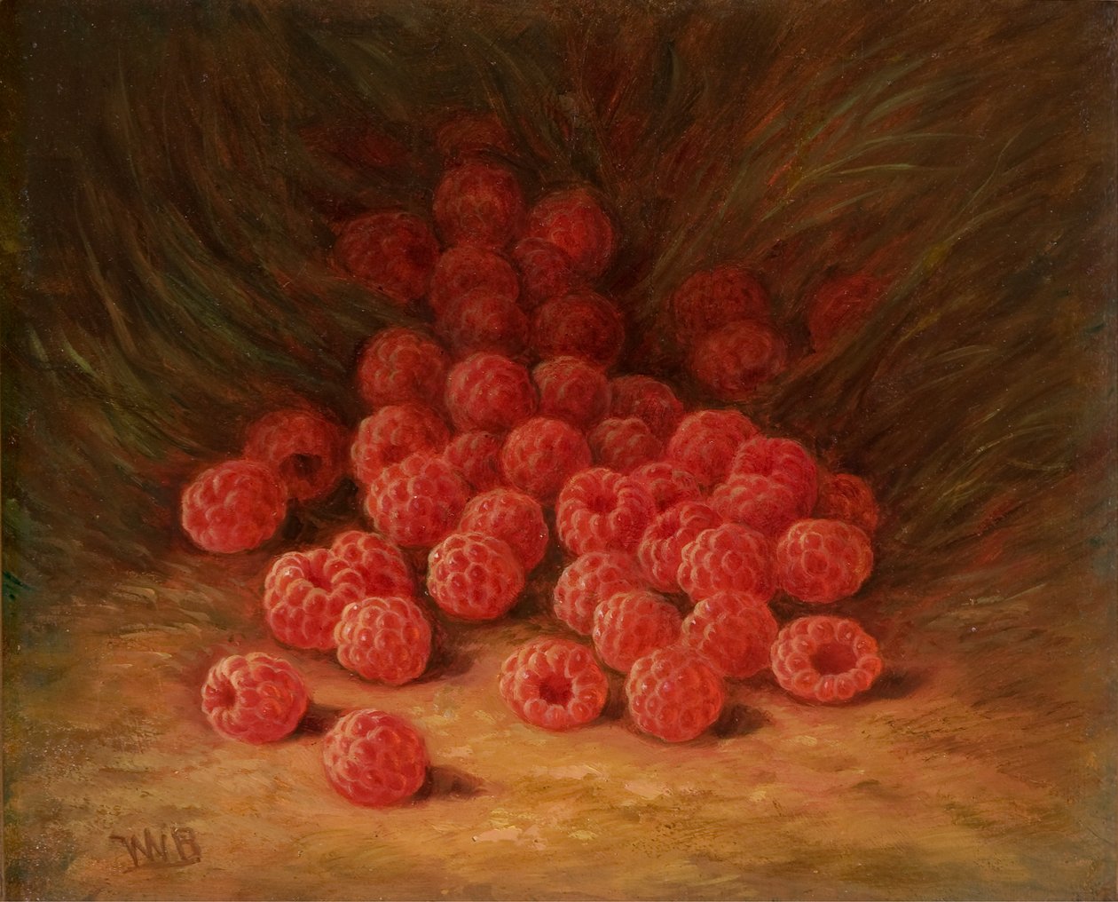Czerwone maliny na dnie lasu 1866 (olej na płycie) autorstwa William Mason Brown