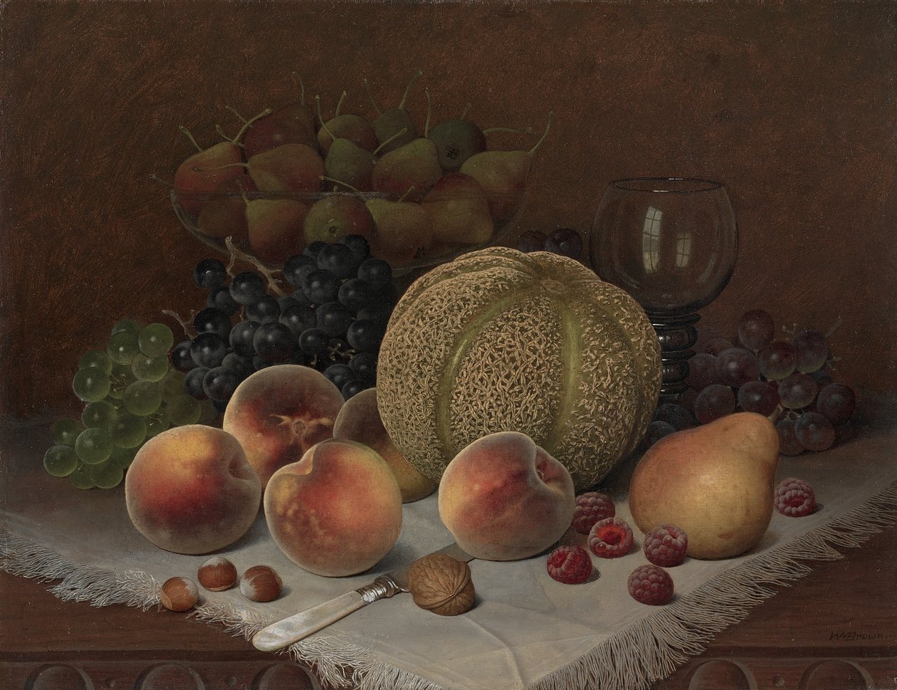 Martwa natura z kantalupą, ok. 1880 (olej na płótnie) autorstwa William Mason Brown