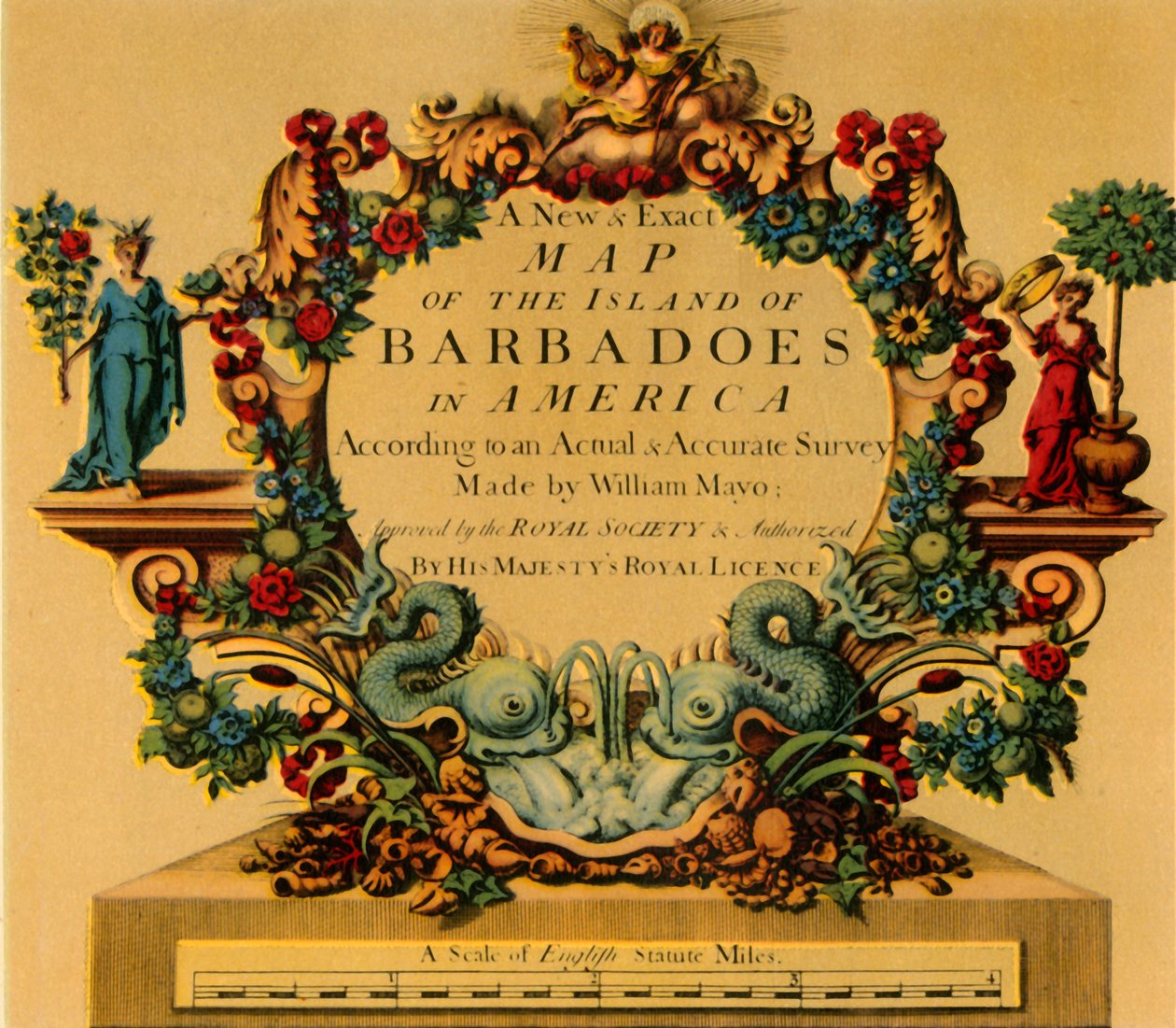 „Kartusz na mapie Barbadosu W. Mayo, 1722”, 1944 r. autorstwa William Mayo