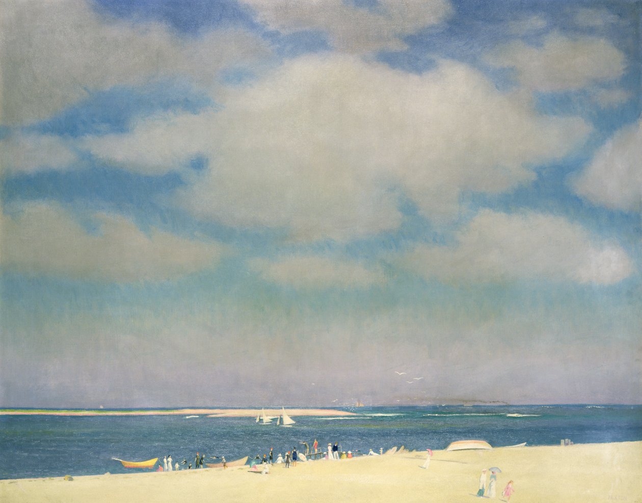 Pejzaż morski z piaszczystą plażą (Plaża w Chatham) ok. 1915 (olej na płótnie) autorstwa William McGregor Paxton