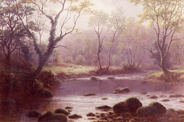 On the Wharfe (akwarela na papierze) autorstwa William Mellor