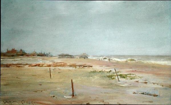Scena na plaży (olej na panelu) autorstwa William Merritt Chase