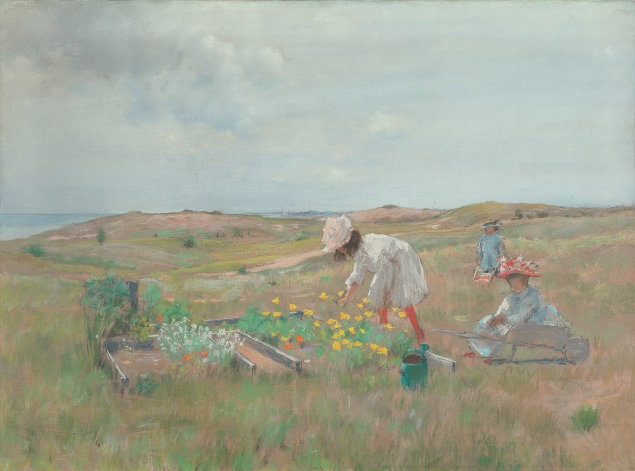 Zbieranie kwiatów, Shinnecock, Long Island autorstwa William Merritt Chase
