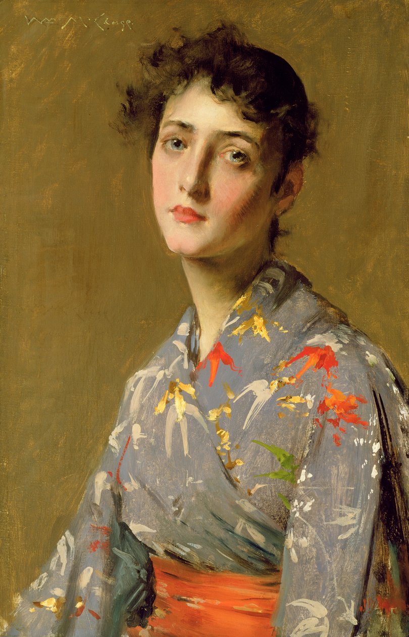 Dziewczyna w stroju japońskim, ok. 1888 (olej na płótnie) autorstwa William Merritt Chase