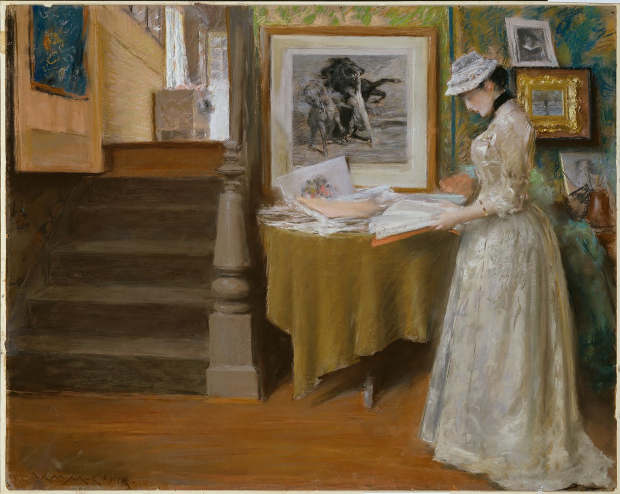 W pracowni, ok. 1892-93 (pastel na tekturze) autorstwa William Merritt Chase