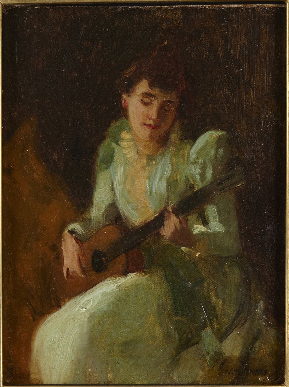 Kobieta grająca na gitarze autorstwa William Merritt Chase
