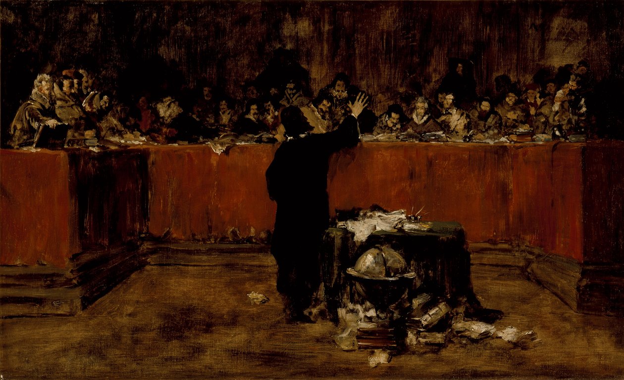 Szkic do obrazu - Kolumb przed radą w Salamance (B) (Krzysztof Kolumb przed radą hiszpańską) autorstwa William Merritt Chase