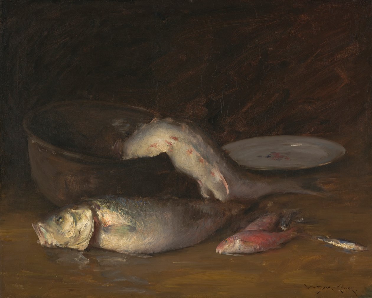 Martwa natura z rybami, ok. 1910 r. (olej na płótnie) autorstwa William Merritt Chase