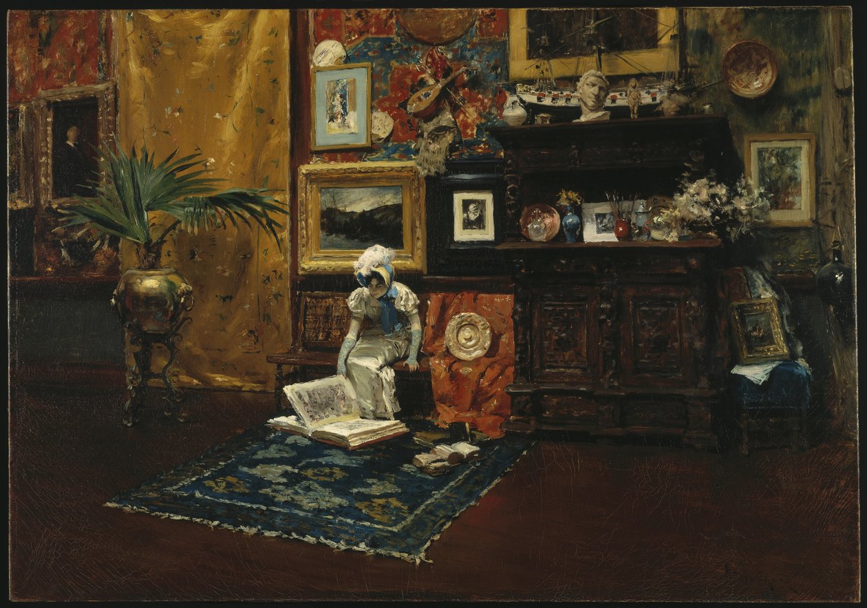 Wnętrze pracowni, ok.1882 (olej na płótnie) autorstwa William Merritt Chase