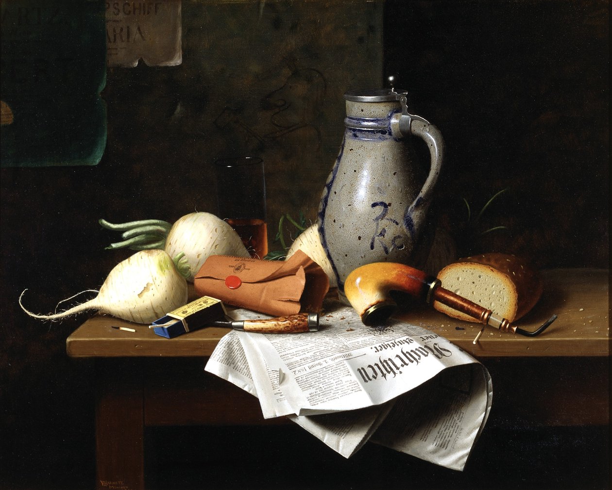 Martwa natura w Monachium autorstwa William Michael Harnett