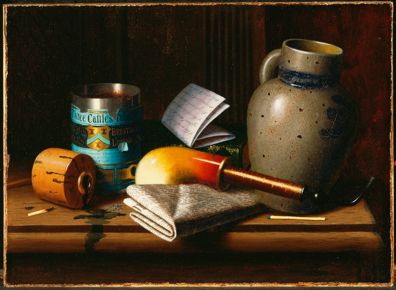 Martwa natura z trzema zamkami tytoniowymi autorstwa William Michael Harnett