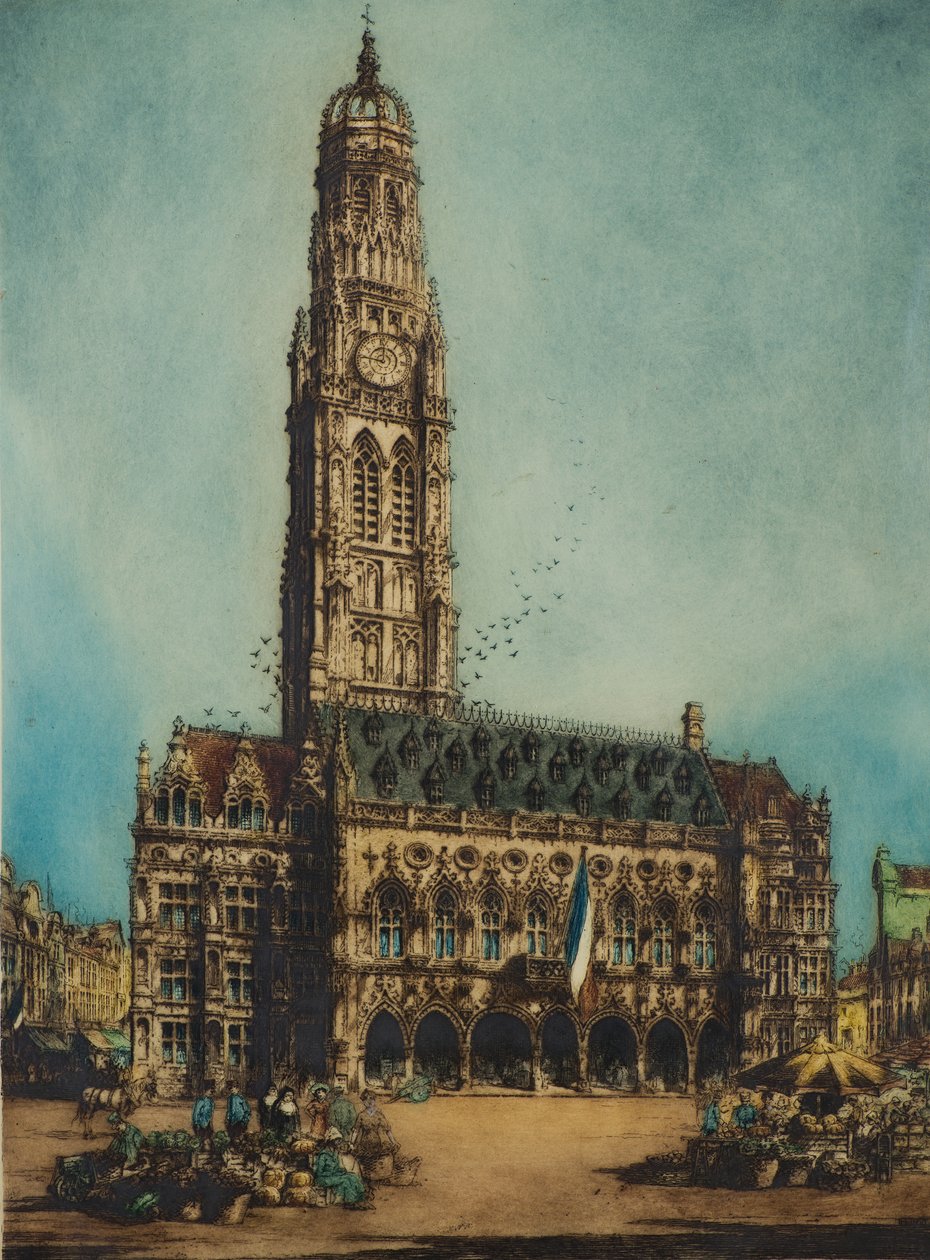 Ratusz, Arras (akwaforta) autorstwa William Monk