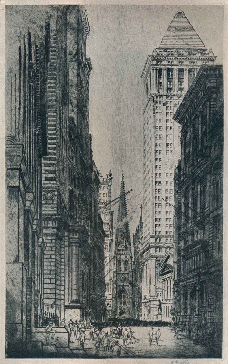 Wall Street, Nowy Jork, c1913 autorstwa William Monk