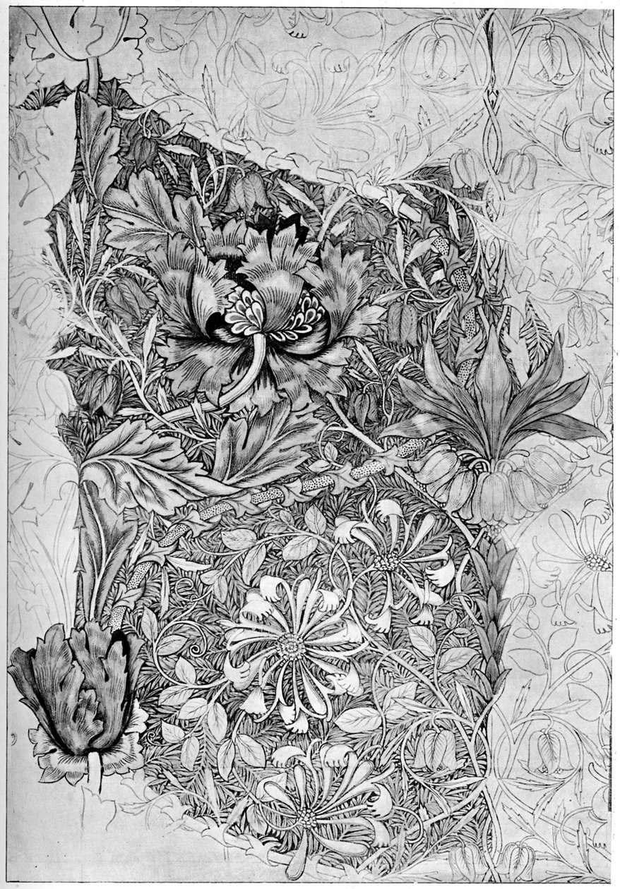 Wzór wiciokrzewu wydrukowany na płótnie, 1883 1934. autorstwa William Morris