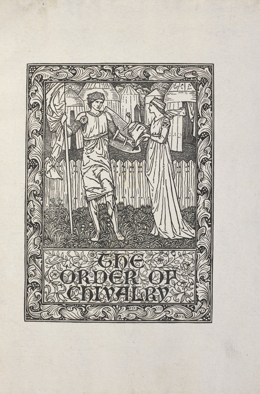 Ilustracja autorstwa Williama Morrisa do "Zakonu rycerskiego". autorstwa William Morris