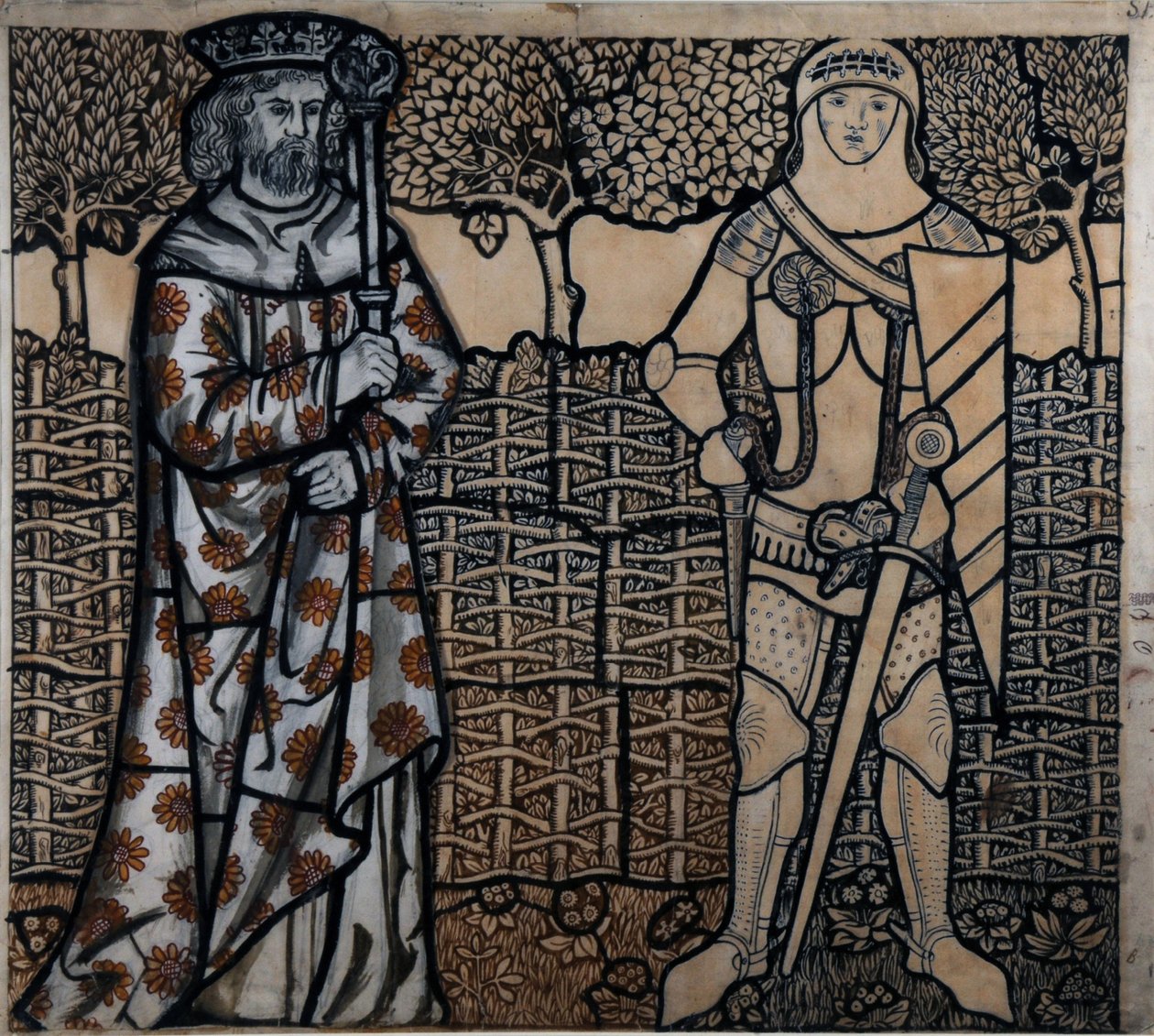 Król Artur i Sir Lancelot, 1862. autorstwa William Morris