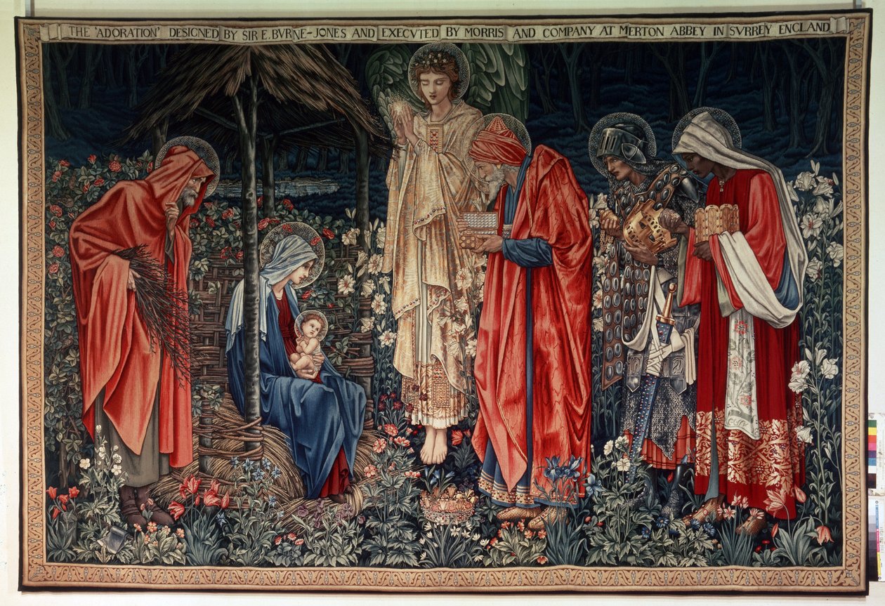 Adoracja Trzech Króli. Gobelin z warsztatu Williama Morrisa (1834-1896) autorstwa William Morris