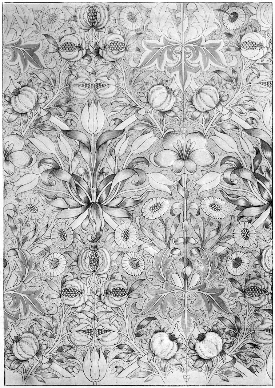 Tapeta z motywem lilii i granatów, 1887 1934. autorstwa William Morris