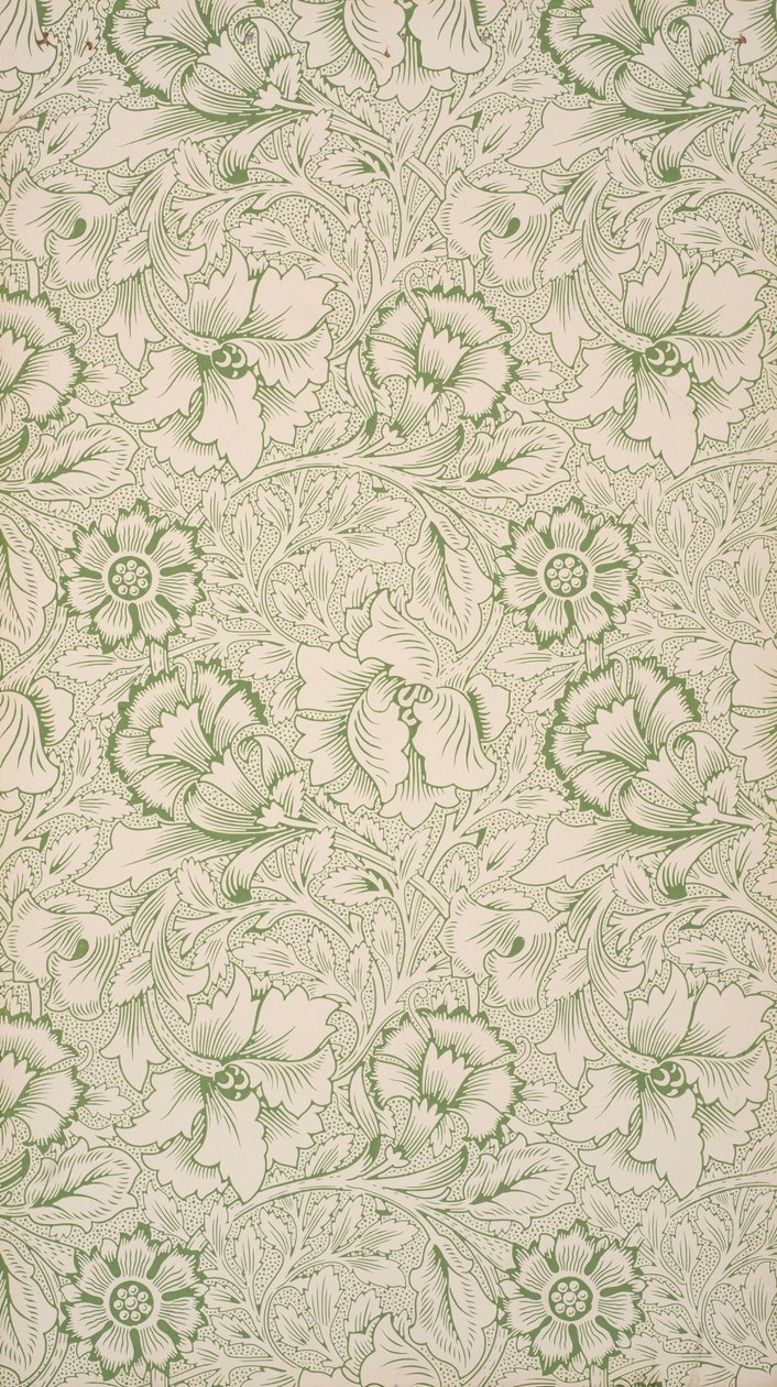 Różowy i mak. Tapeta , 1881. autorstwa William Morris