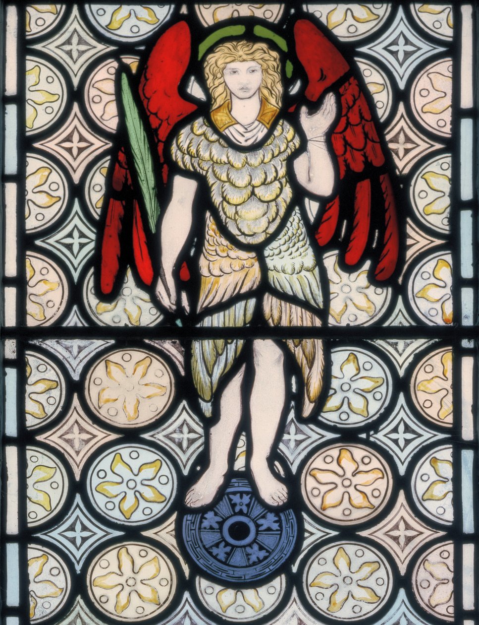 Serafin lub anioł, projekt 1865 (witraż) autorstwa William Morris