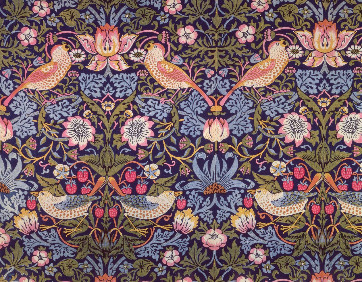 Tkanina „The Strawberry Thief” zaprojektowana przez Williama Morrisa (1834-96) 1883 (bawełna drukowana) autorstwa William Morris